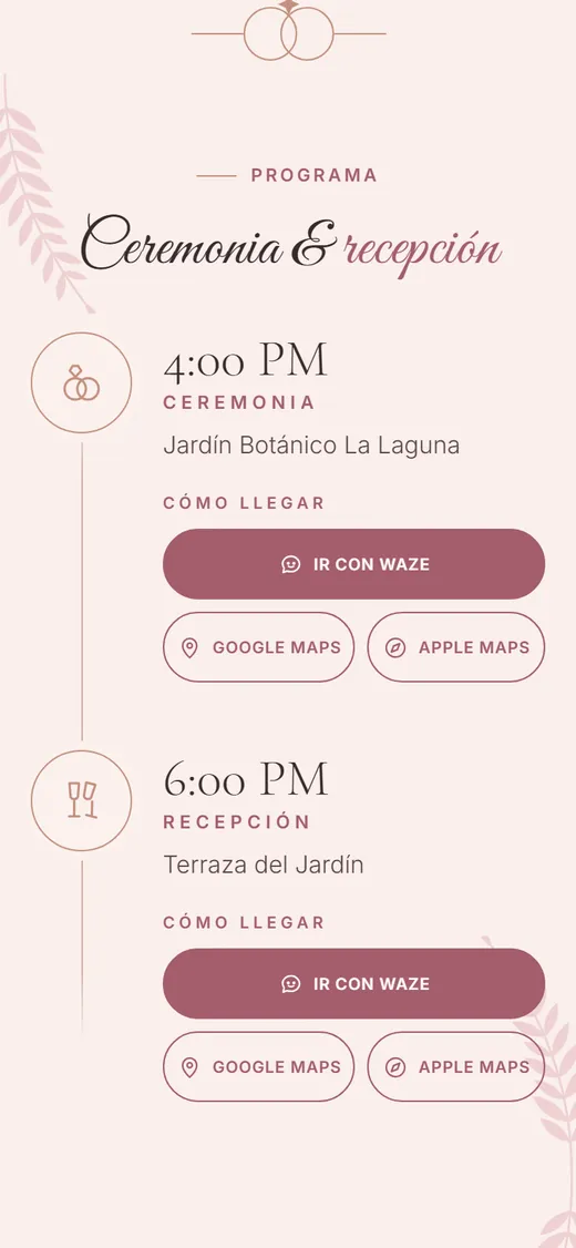Botones de Waze, Google Maps y Apple Maps